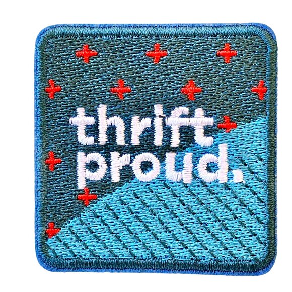 Iron On Patch Embroidered THRIFT PROUD Savers - Picture 2 of 5